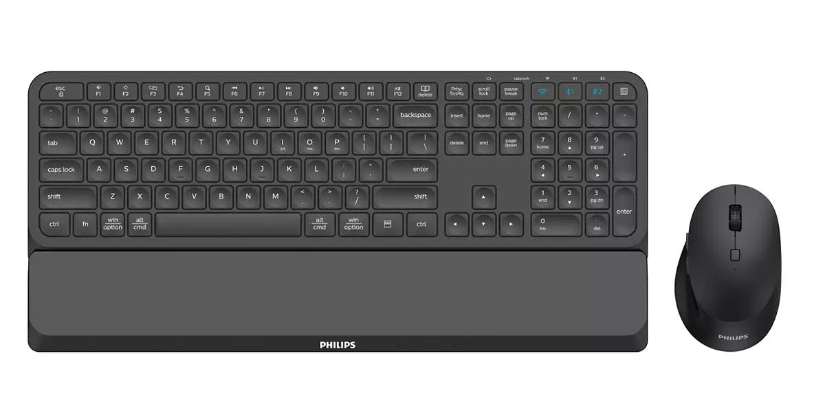Teclado Inglés + Ratón Philips 6000 Series Spt6607b/00 Rf Wireless + Bluetooth Ee. Uu. Negro