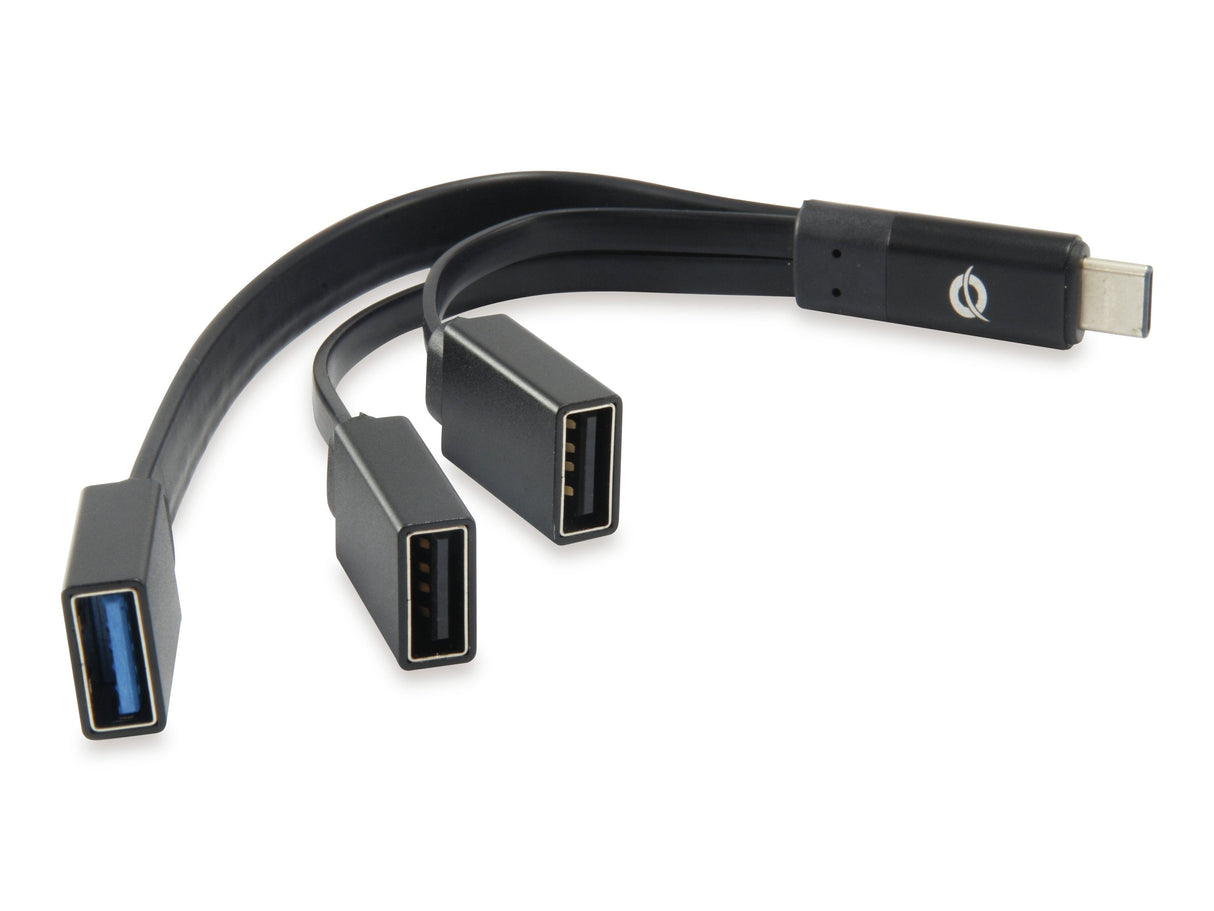 Conceptronic Hub Usb-C 3 Puertos 2x Usb 2.0 1x Usb3.0 Negro Hubbies01b