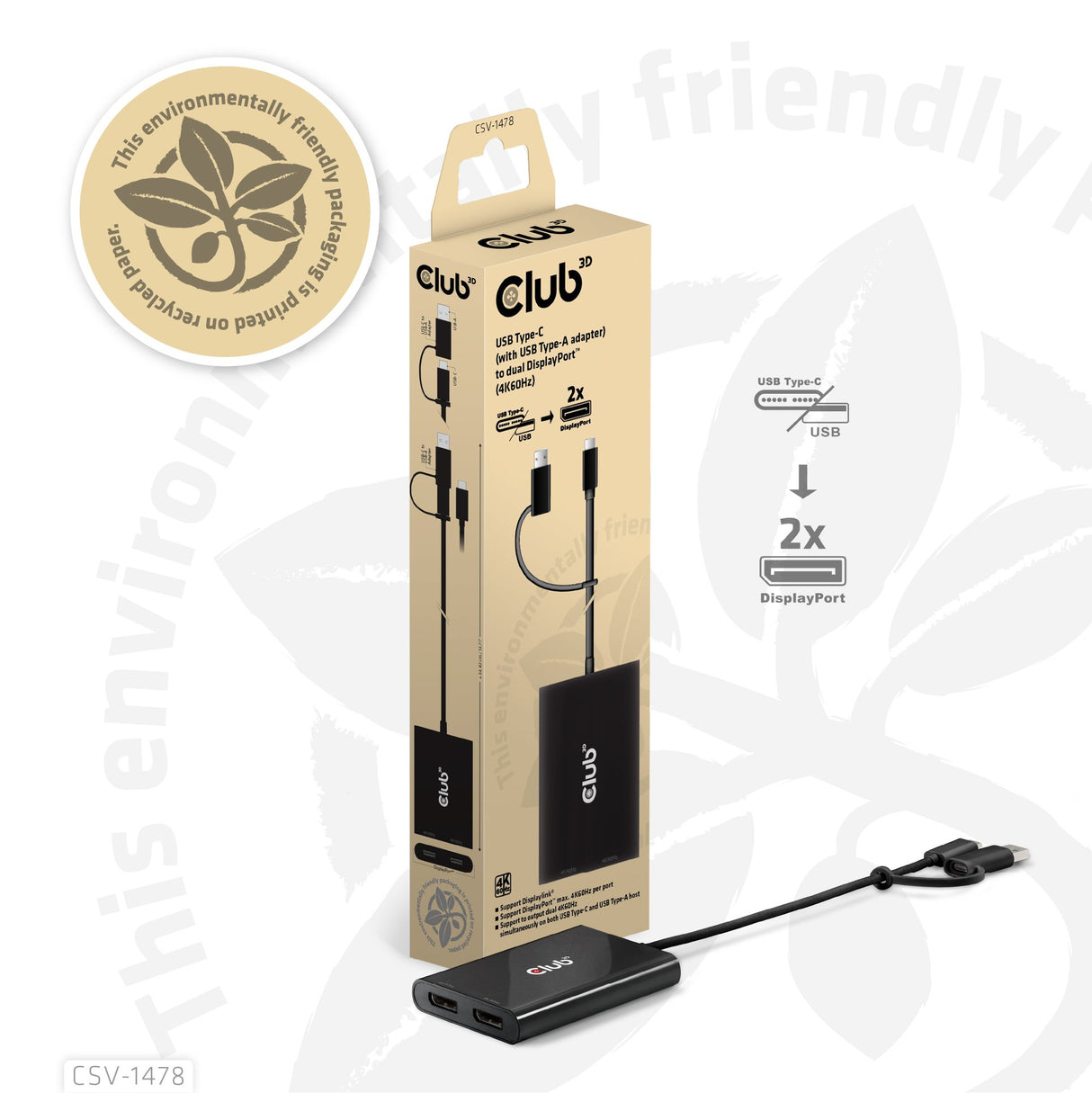 EAN 8719214472993 - CLUB3D CSV-1478 divisor de video USB Tipo C 2x DisplayPort imagen 16