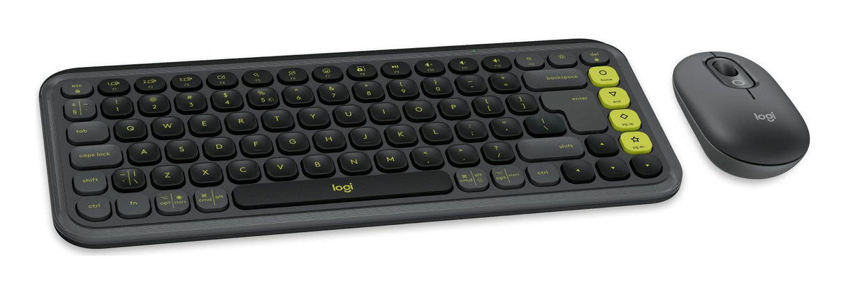 Teclado Ingles + Ratón Logitech Pop Icon Bluetooth Qwerty Internacional De Ee.Uu. Granito, Verde