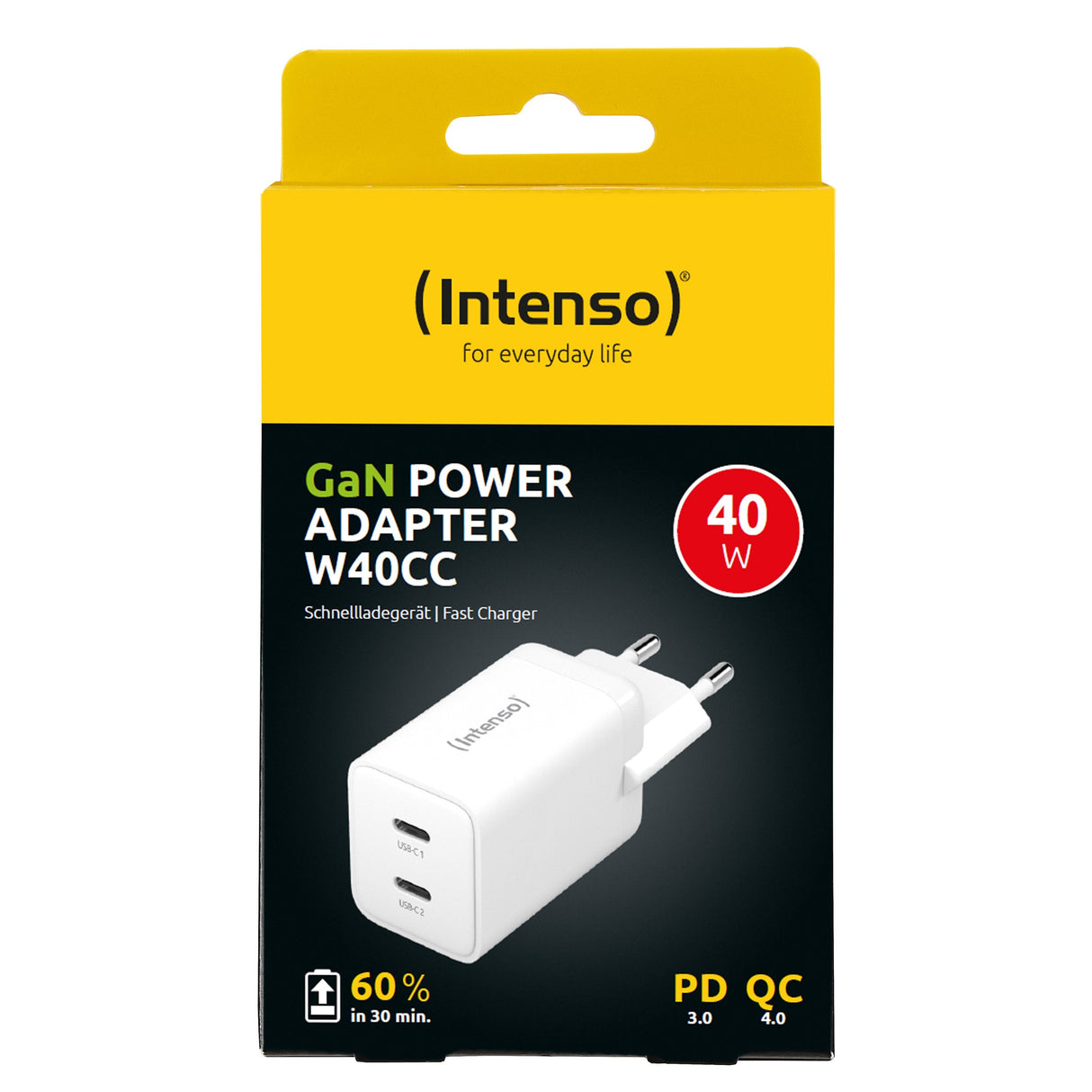 Cargador Pared Intenso Gan W40cc 2xusb C Blanco