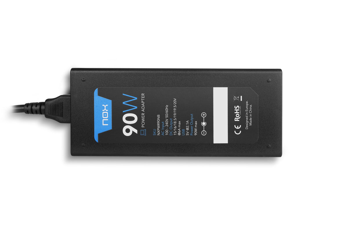 Nox Cargador Universal Port 90w Automatico Para Notebook  / 10 Conectores / Toma Usb Nxpwr90nb