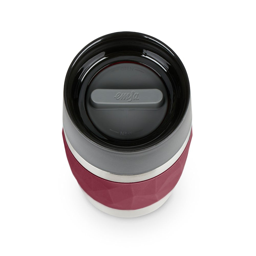 Emsa Travel Mug Taza Térmica Compacta 0,3 Litros Rojo Vino, Tapón De Rosca N2160900