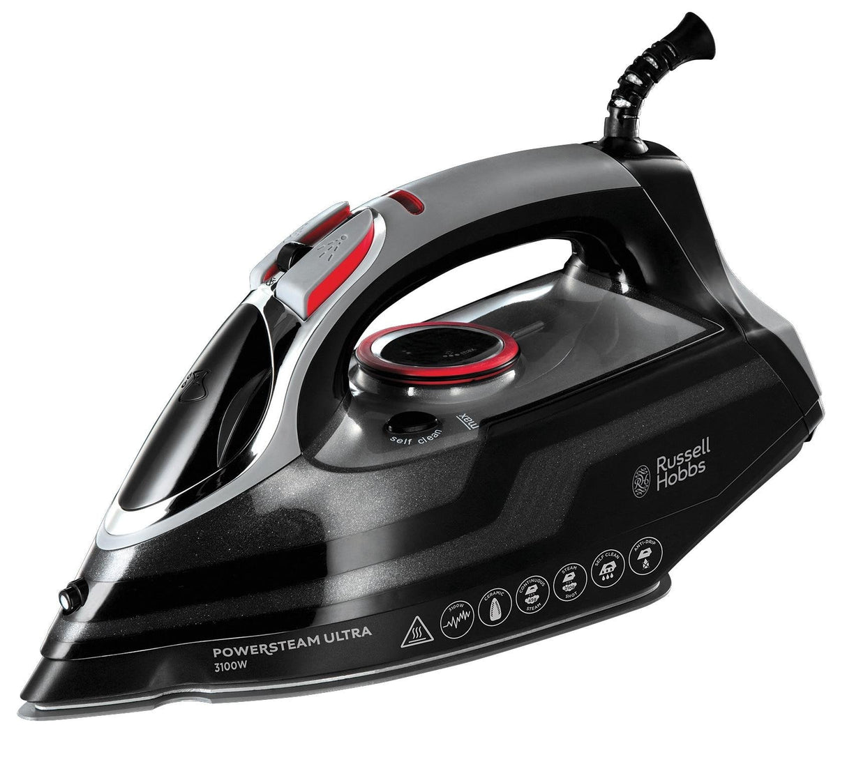 Russell Hobbs 20630-56 Plancha Plancha Vapor-Seco Suela De Cerámica Negro, Gris 3100 W