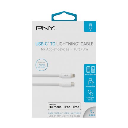 Pny Cable Usb-C / Lightning 3m - Blanco - Plastique