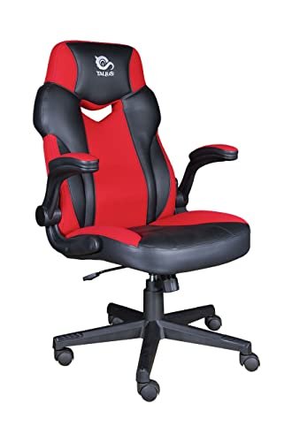 Talius Silla Crab Gaming Negr/Roja, Brazos Fijos, Butterfly, Base Metal, Ruedas 60mm Nylon, Gas C