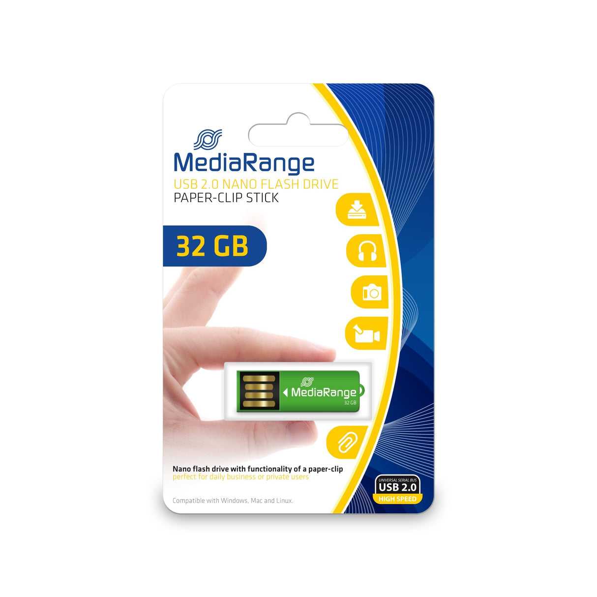 Mediarange Usb Nanomick 32gb M. Klammerfunktion Verde