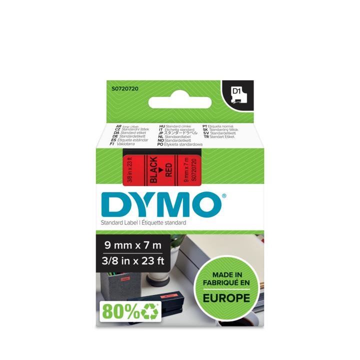 Dymo Cinta De Transferencia Termica D1 40917, Negro Sobre Rojo De 9m, De Plástico