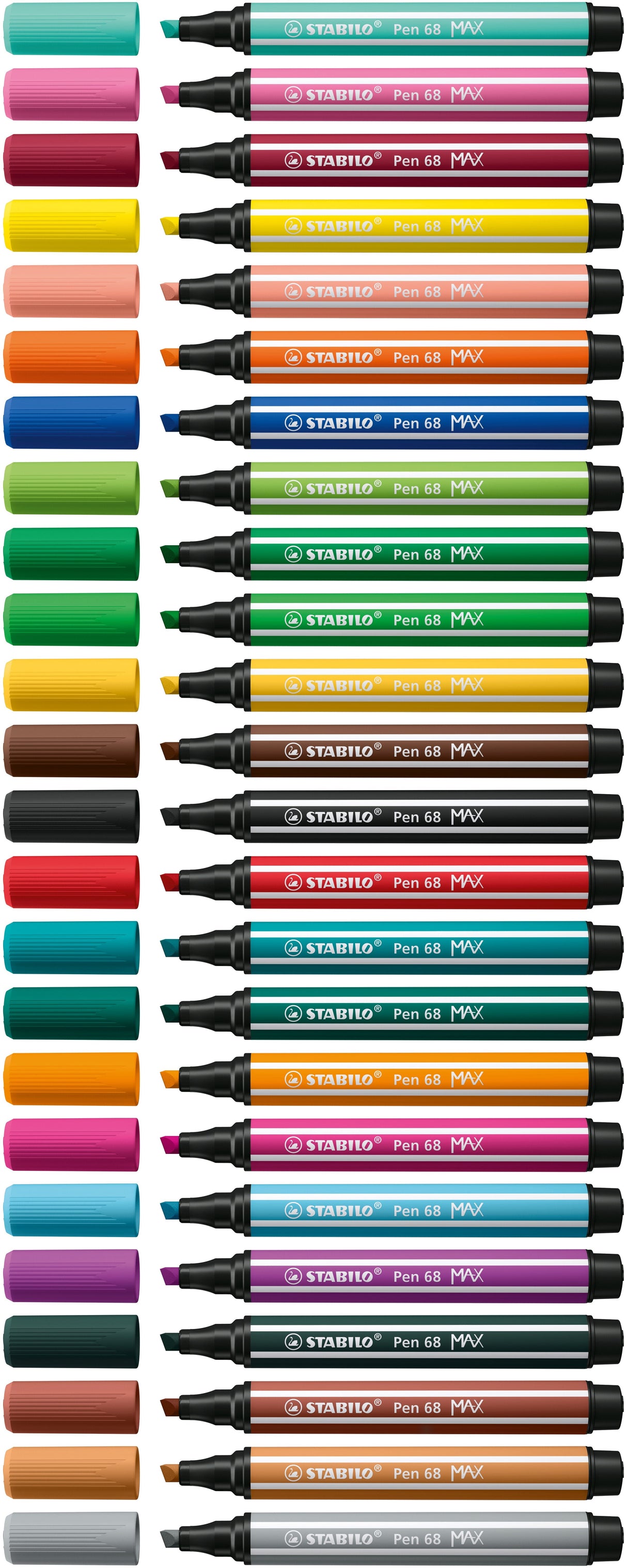 Stabilo Pen 68 Max Arty Pack De 18 Rotuladores - Punta De Fibra Biselada - Trazo Entre 1-5mm Aprox. - Tinta A Base De