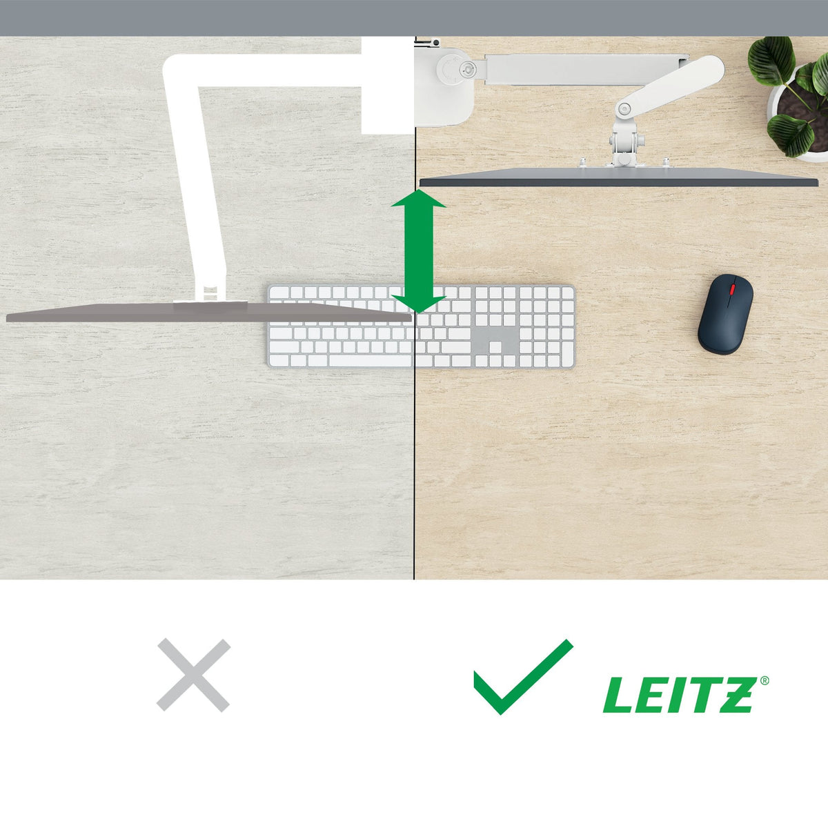 Leitz Dual Monitor- Y Laptop Arm Gris, 1120x110x600