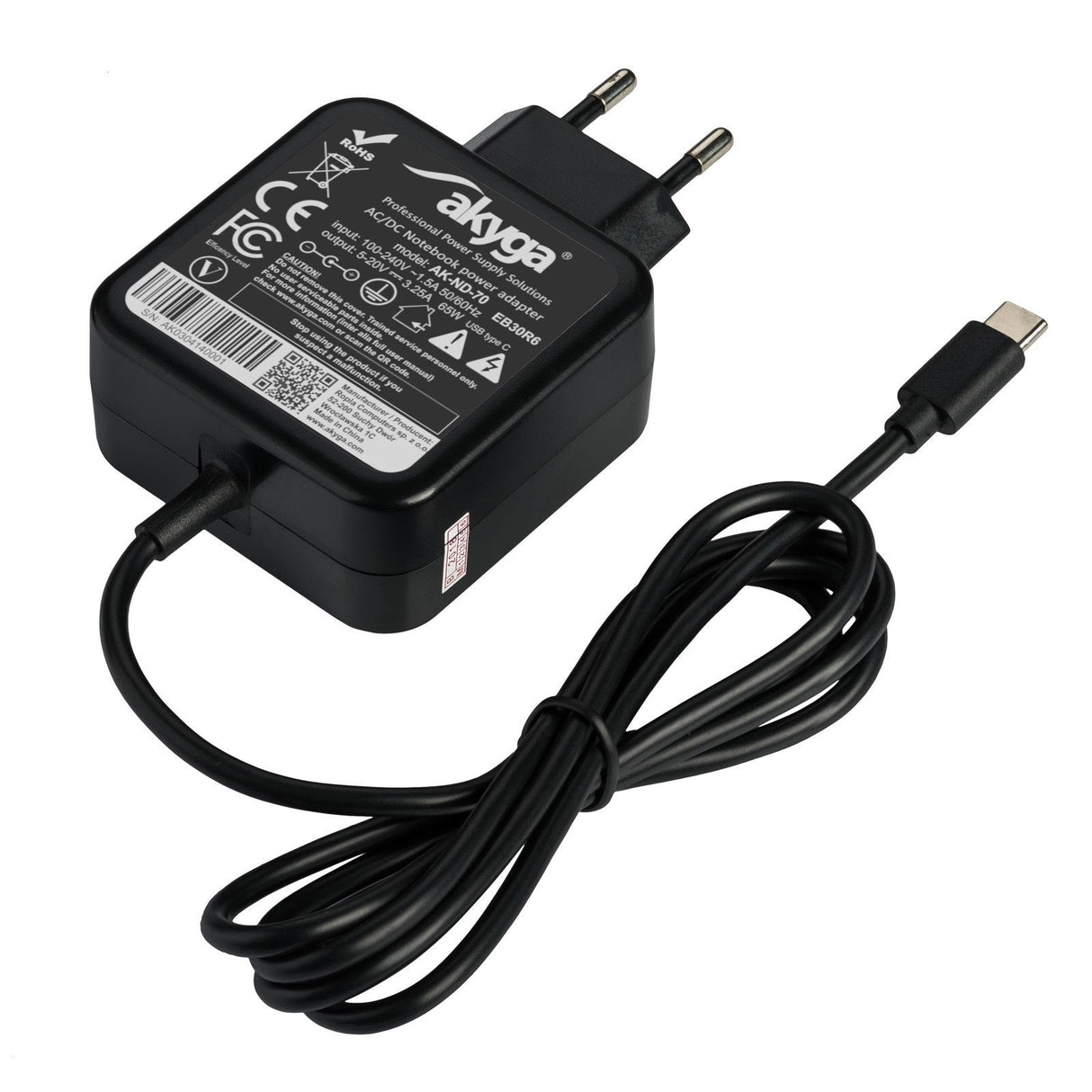 Akyga Ak-Nd-70 Portátil Power Adapter Ak-Nd-70 20v 3.25a 65w Usb Tipo C 1.2m