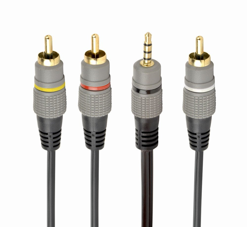 Gembird Ccap-4p3r-1.5m Cable De Audio Jack 3.5mm (4 Pines) M / 3x Rca (Cinch) M, 1.5m, Negro