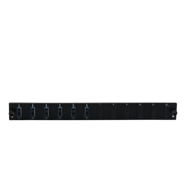 Efb Bestckte 12 Port Frontblende Mit 6 X Sc Duplex Kupplung Om4 Vertikal, Schwarz