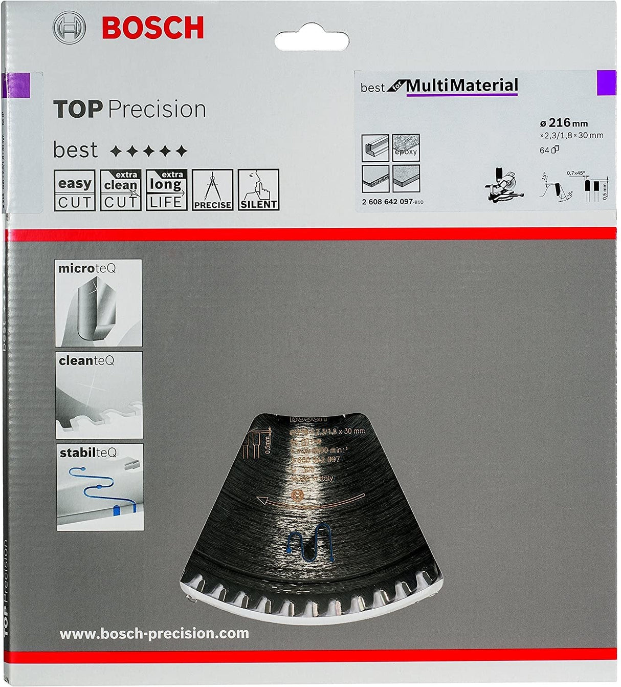 Bosch Hoja De Sierra Circular Top Precision Best For Multi Material 2608642097