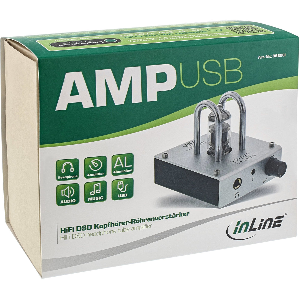 Inline Ampusb, Hi-Res Audio Hifi Dsd Usb Audio Dac, Amplificador De Tubo De Vacío Para Auriculares, 384 Khz/32 Bits