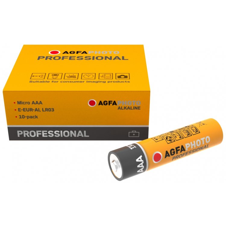 Agfaphoto Pila Alcalina, Micro, Aaa, Lr03, 1.5v Professional, Retail Box (10-Pack)