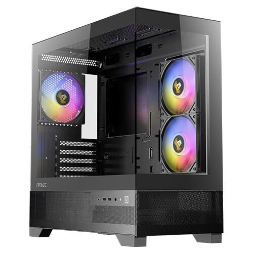 Caja Minitorre Microatx Cx500m Rgb Negro Antec Int:2x3.5,1x2.5/ 2xusb3.0, 1xusb3.2 Tipo C/ Audio In/Out/ Panel De Cristal Templado