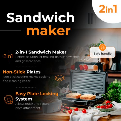 EAN 5905575903112 - Adler AD 3073 sandwichera 1400 W Negro, Plata imagen 20