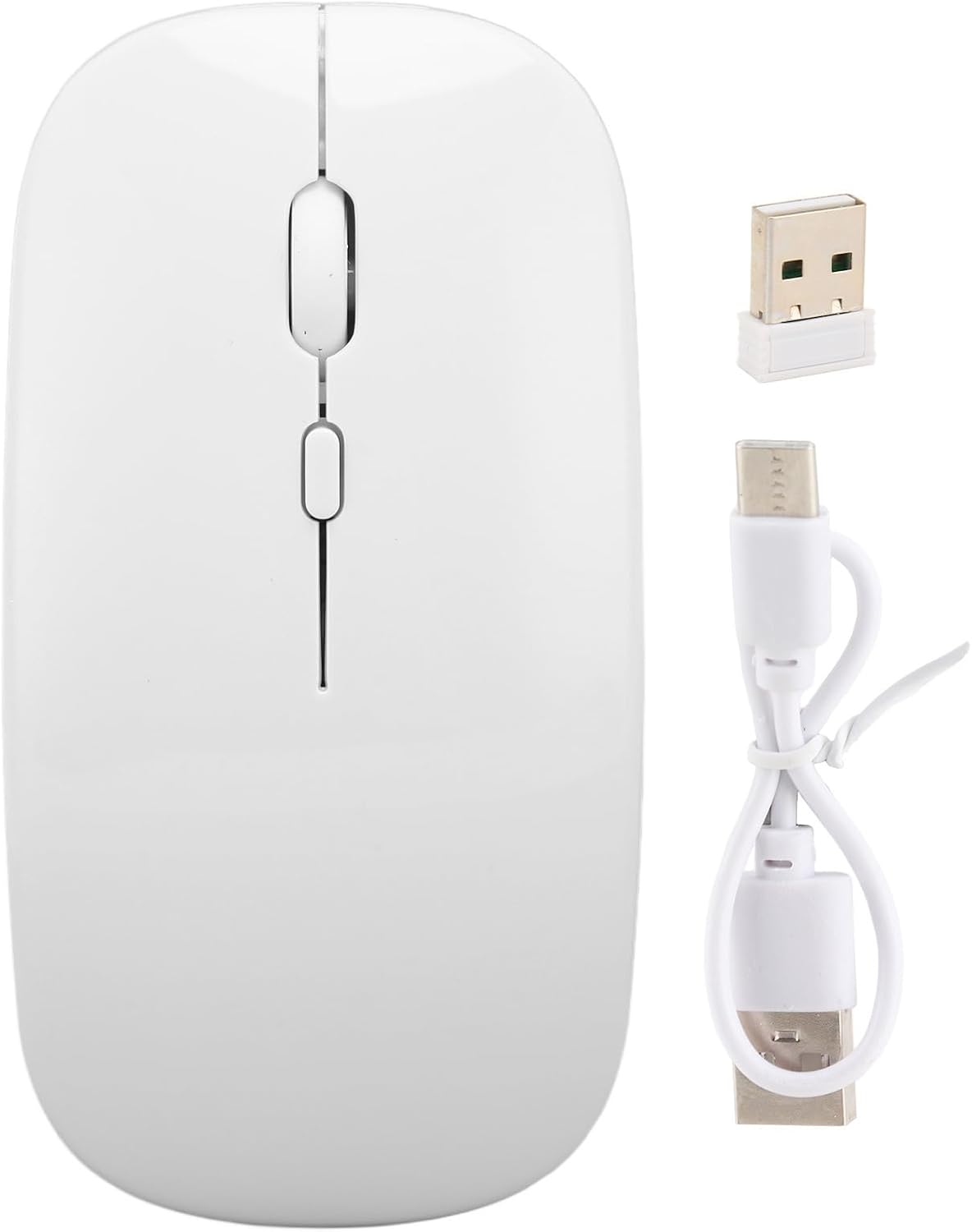 Raton Inalámbrico Recargable 2 En 1 Bluetooth + Usb 2.4g 1600 Dpi Ergonómico Blanco