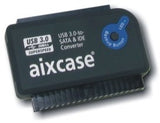 Aixcase Usb 3.0-To-Sata & / Ide Converter Otb, Con Fuente De Alimentación Tüv