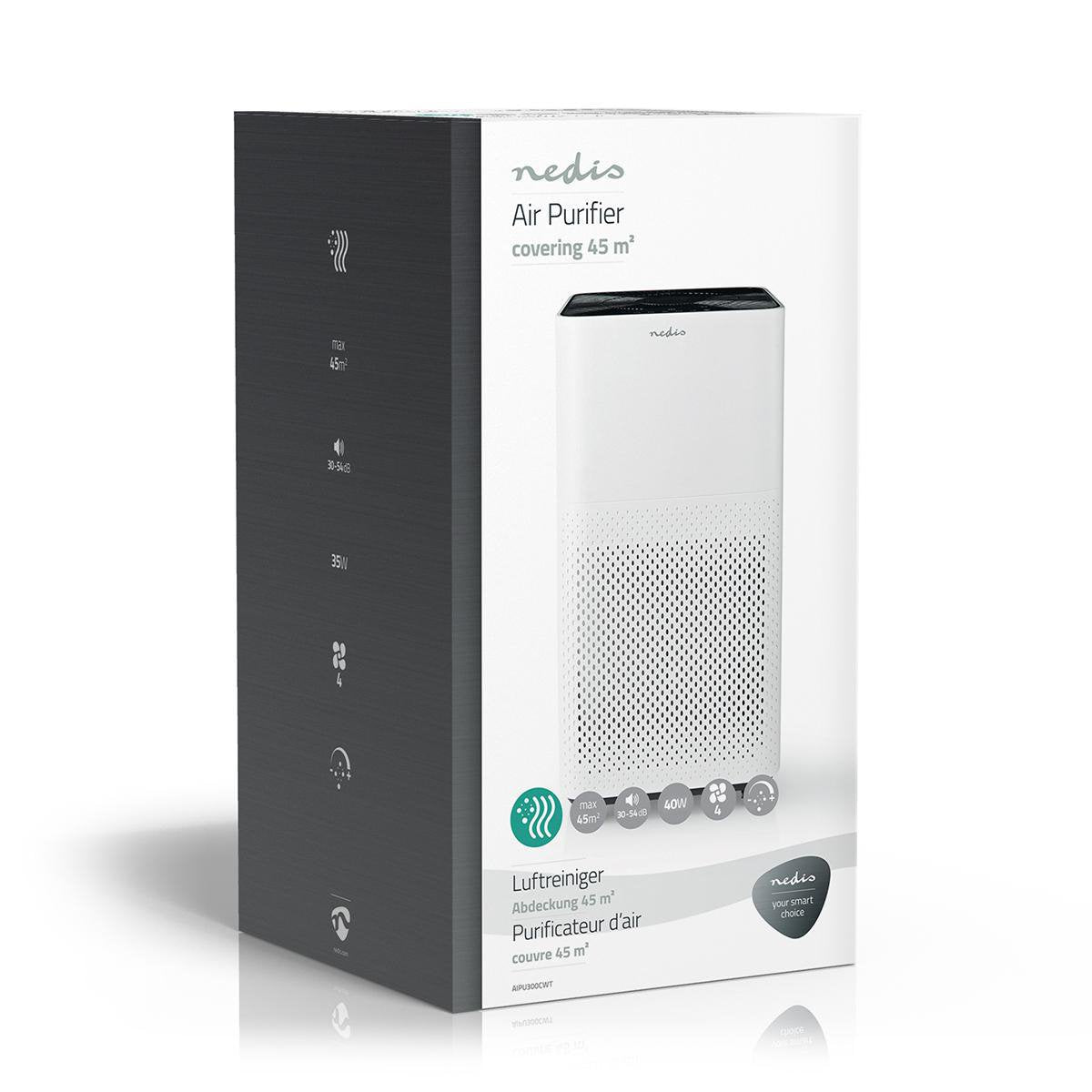 Nedis Aipu300cwt Purificador De Aire 45 M² 54 Db 35 W Negro, Blanco