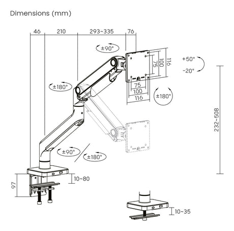 EAN 4016032505914 - Digitus DA-90473 soporte para monitor 124,5 cm (49") Escritorio Negro imagen 4