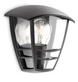 Aplique Exterior Pared Plano 1x60w Negro Mod. Creek Philips