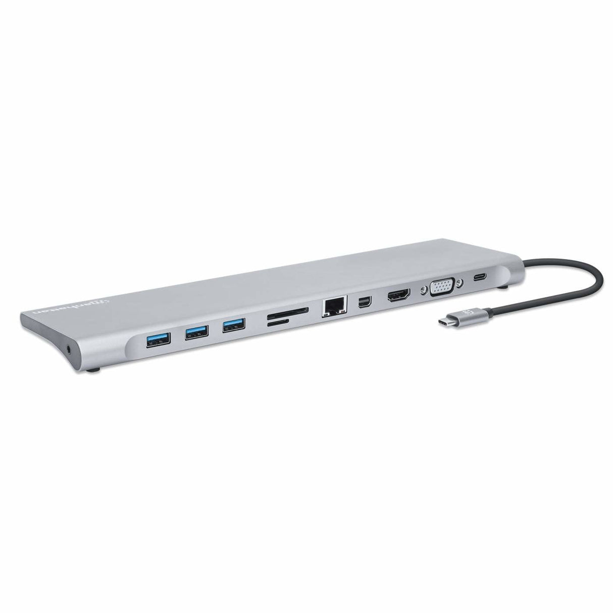 Manhattan 130578 Base Para Portátil Y Replicador De Puertos Alámbrico Usb 3.2 Gen 1 (3.1 Gen 1) Type-C Aluminio