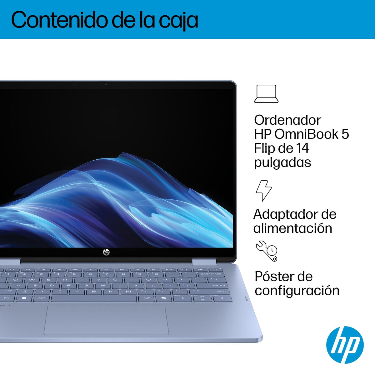 Portátil Hp Omnibook 5 Flip 2-In-1 14-Fp0007nsx U5 325u 16gb 512gb 14"Tactil Fdos Noac Azul