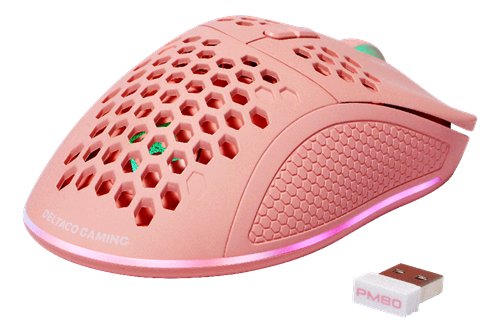 Deltaco Pm80 Gaming Maus Wireless Ultraleicht Rgb Pink