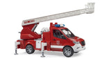 Vehículo Cuerpo De Bomberos Bruder Mb Sprinter Con Módulo De Luz Y Sonido (Rojo/Blanco, Escalera Giratoria, Bomba)