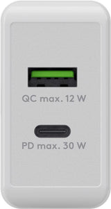 Goobay 61674 Cargador Rápido Dual Usb-C Pd (30 W), Blanco