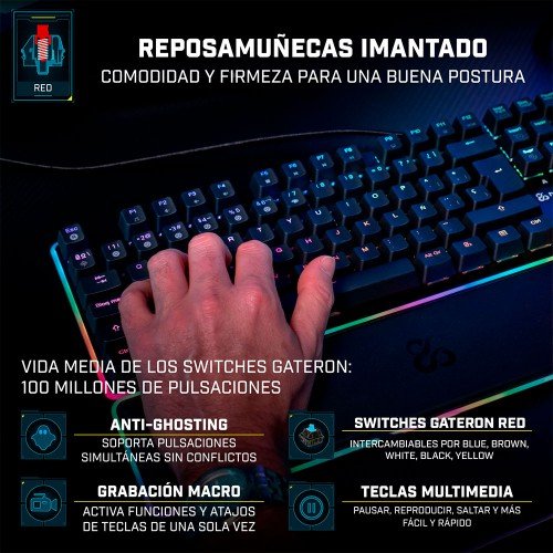 Teclado Español  Gaming Newskill  Gungnyr Ns-Kb-Gungnyr-Gat-Red