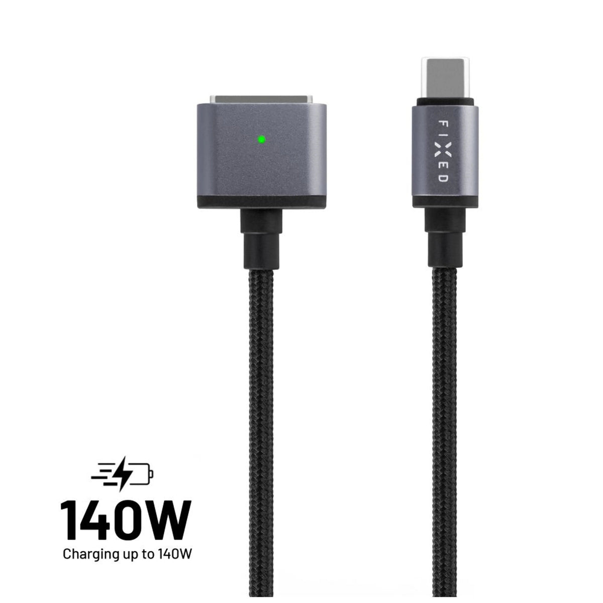 Fixed Braided Cable Usb-C Magsafe 3, 2m, 140w, Gray