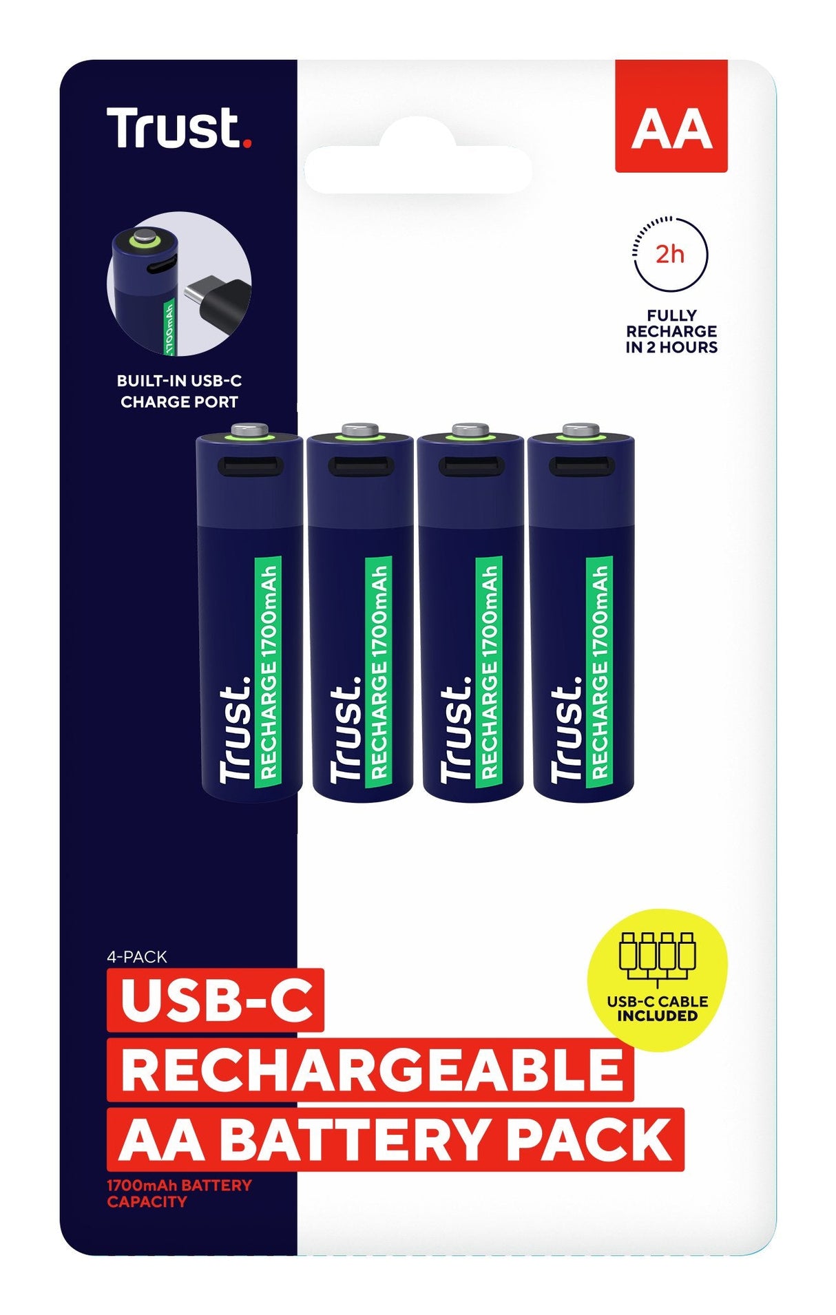 Pack De 4 Pilas Aa Trust 25631 Recargables