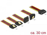 Delock Cable Sata 15 Pin Strom Stecker Mit Einrastfunktion > Sata 15 Pin Strom Buchse 2 X Gerade   1 X Unten   1 X Oben 30 Cm