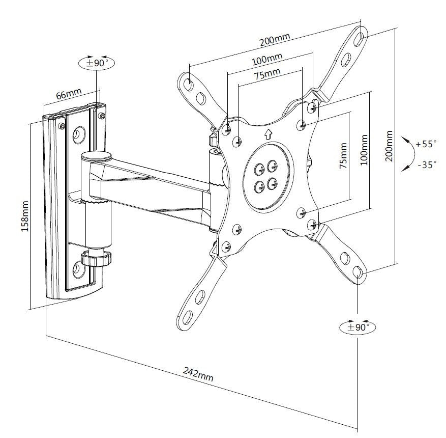 Equip Soporte Inclinable Tv 13" 42" Vesa 200x200 Max 15kg