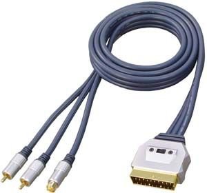 Scartstecker - 4 Pol. Hosidenstecker + 2x Conector Rca Macho 3,0 M