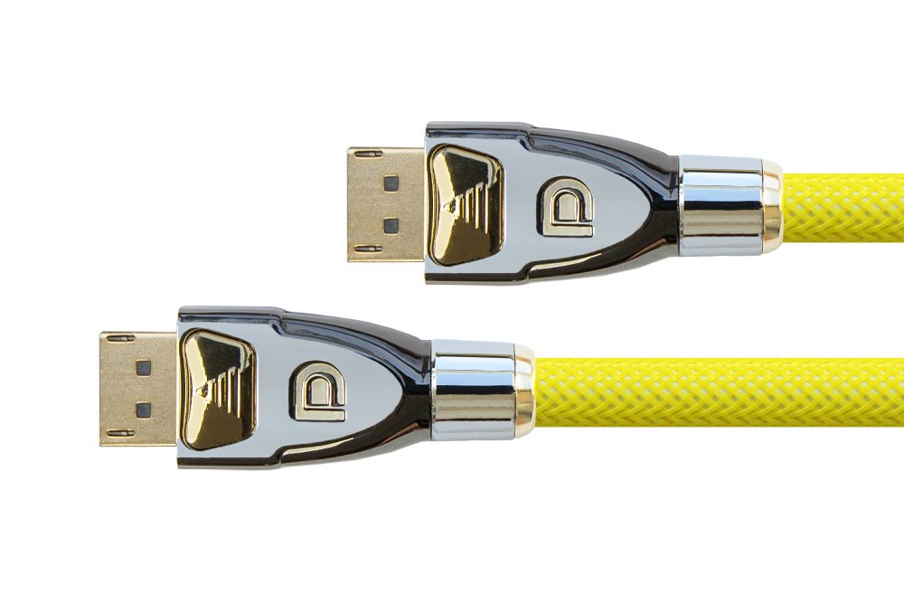 Cable De Conexión Displayport 1.2 4k2k Uhd, 24k Chapado En Oro Contactos, Ofc, Malla De Nailon Amarillo, 1m, Python® Series