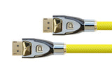 Cable De Conexión Displayport 1.2 4k2k Uhd, 24k Chapado En Oro Contactos, Ofc, Malla De Nailon Amarillo, 1m, Python® Series