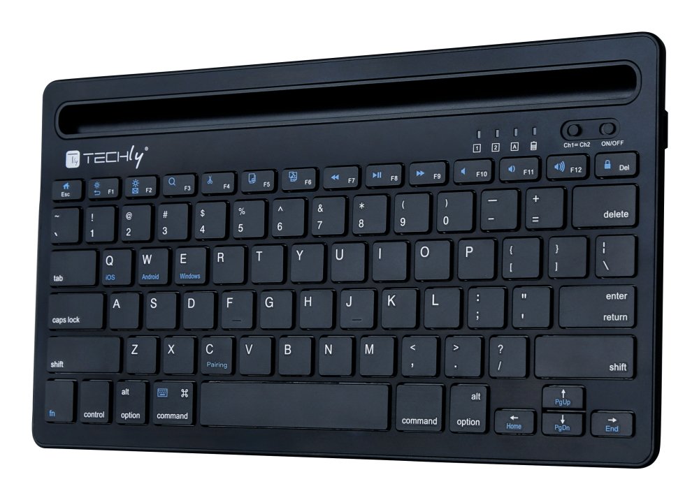 Techly Mini Wireless Keyboard 78 Keys 2 Channels With Hotkeys And Tablet Stand