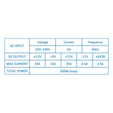EAN 8436556148330 - CoolBox Basic 500GR ATX unidad de fuente de alimentación 500 W 20+4 pin ATX Negro imagen 6