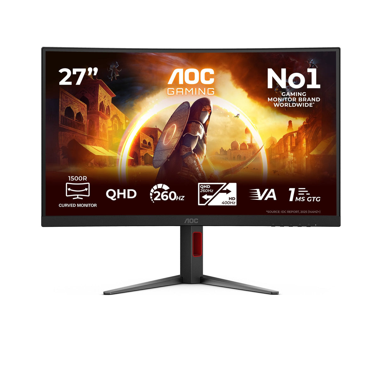 Aoc Cq27g4z2 27" 16:9 Fast Va 260hz Oc Native 240hz 2560x1440 Has 130mm Hdmi X 2x 2.0 Dp X 1x 1.4
