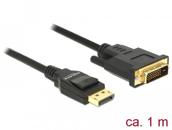 Delock Cable Displayport 1.2 Macho > Dvi 24+1 Macho 1 M Negro