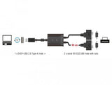 Cable De Adaptador Delock Easy-Usb 2.0, Conector Usb-A> 2x En Serie Rs-232 Rs-232, Black Cable, 0.6 Metros 63950