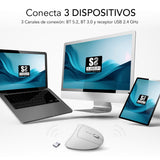 Raton Optico Dual Glide Vertical Ergo Dual Bateria Blanco Subblim Hasta 1600dpi/ Conexión Dual/ Rf, Bluetooth/ Batería Recargable