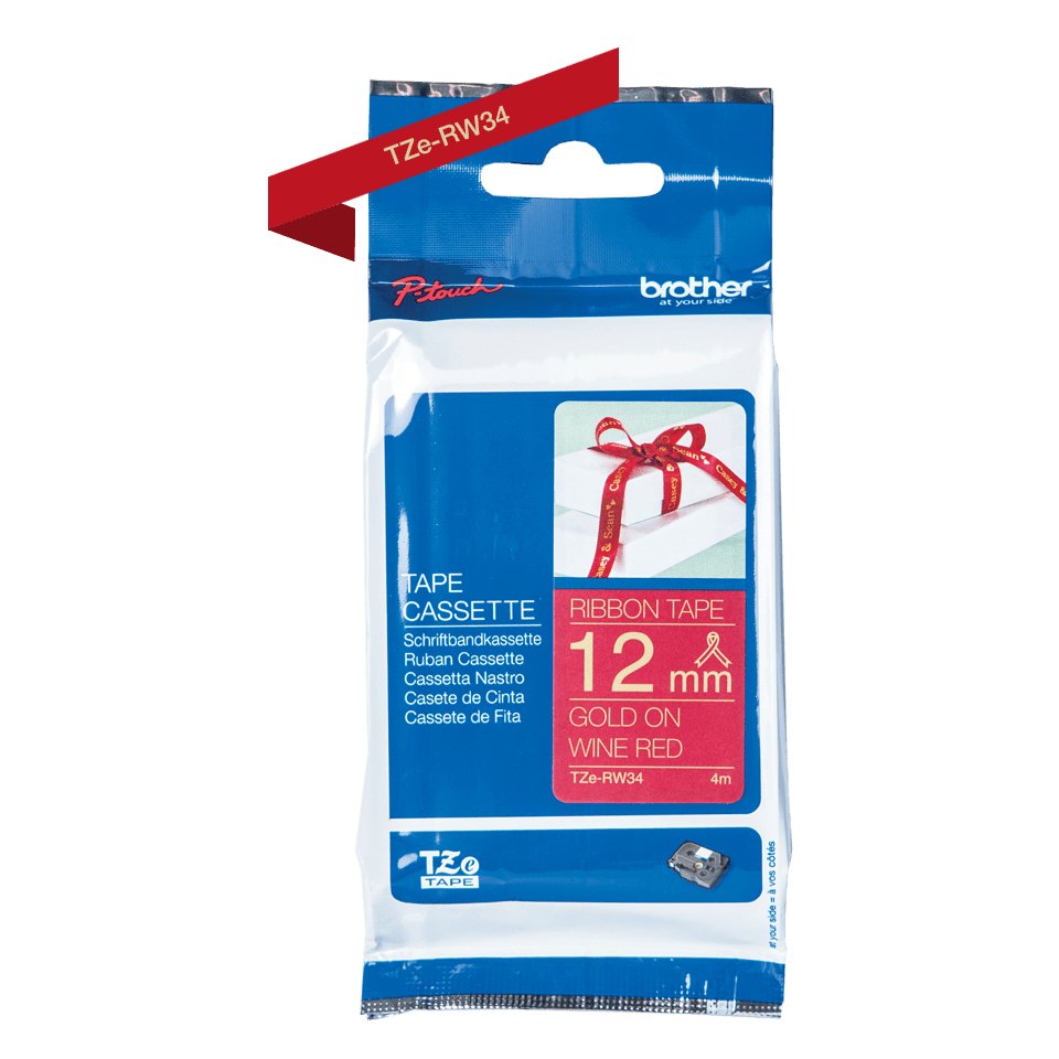 EAN 4977766770378 - Brother TZE-RW34 cinta para impresora de etiquetas Oro sobre rojo imagen 3
