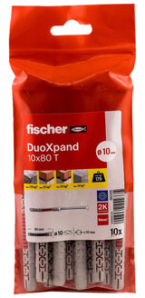 Tacos De Expansión Duoxpand T Ø10 X 80 Mm + Tornillos Ø7 X 87 Mm, Bolsa 10 Uds