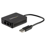 Startech.Com Adaptador Conversor Usb A Fibra Óptica - De 100mbps - Adaptador De Red Usb 2.0 A Fibra - 100basefx-Sc Hembra Dúplex Multimodo Compatible Con Fibra/Mmf - De 2km - Adaptador Compacto Lan De Usb A Fibra