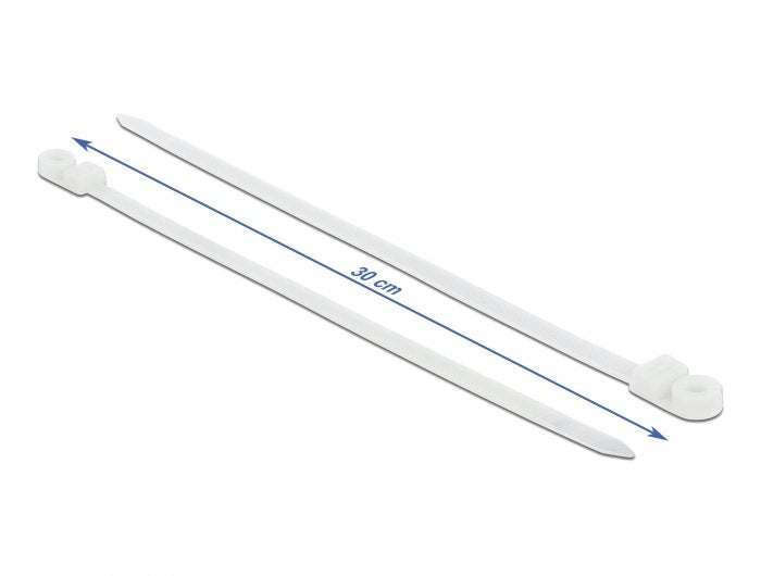 Delock Cablebinder Mit Befestigungsöse L 300 X B 7,6 Mm Weiss 10 Stück